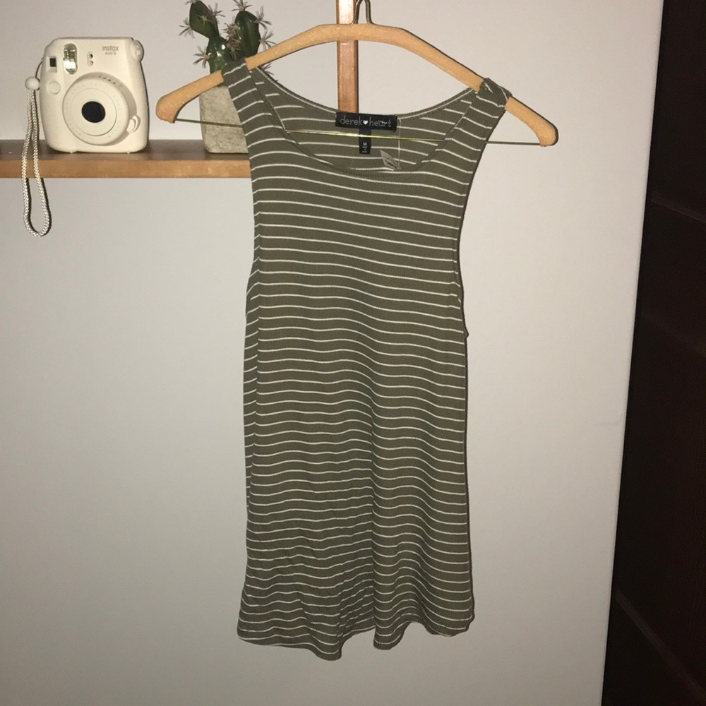 TJ Max olive green and white tank top